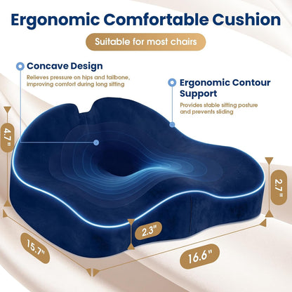 Memory Foam Seat Cushion for Office Chair & Car Seat, Black
