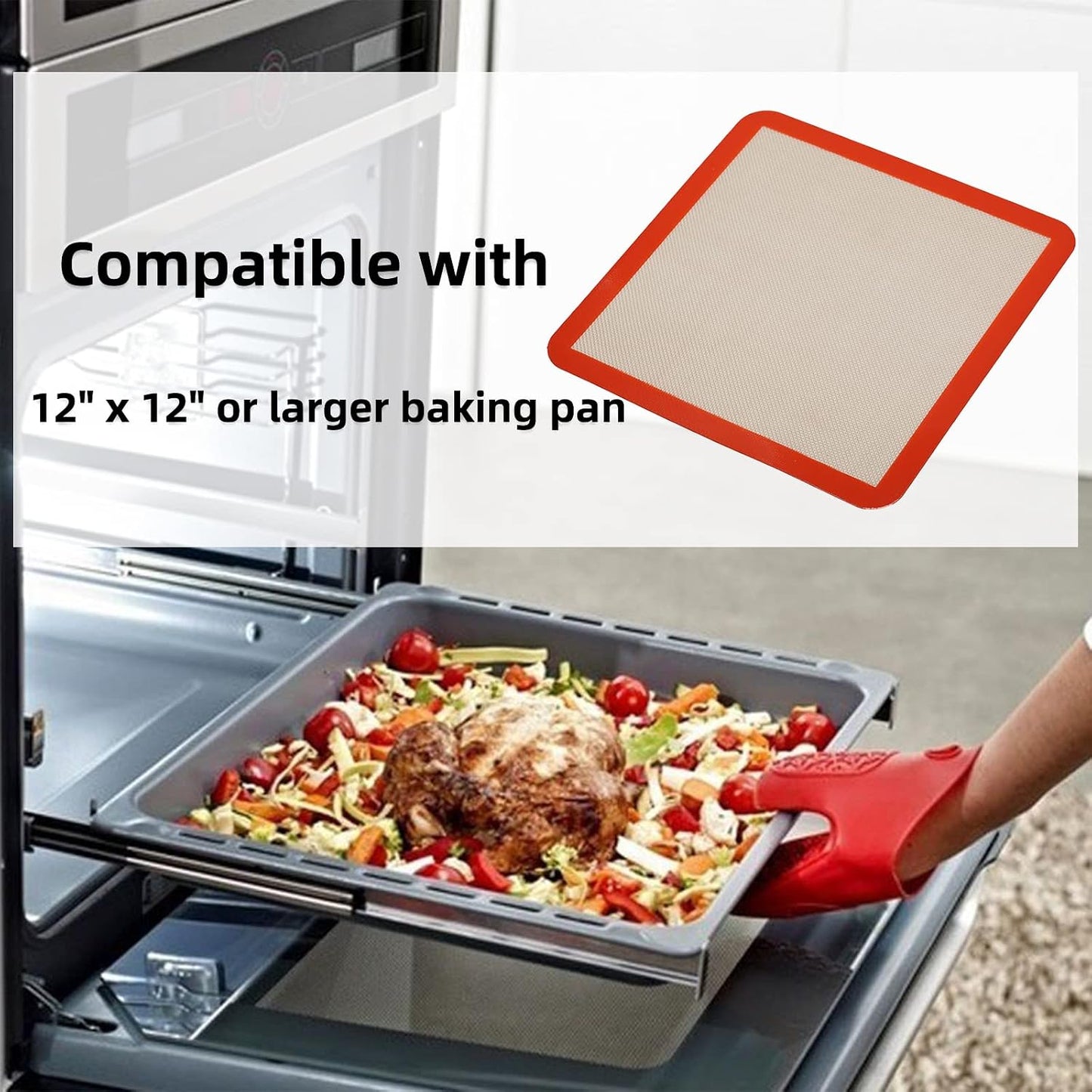 AMYONE 11x11 Silicone Baking Mat, Square Air Fryer Liner, Platinum, 2 Pack | For 11x11 Square Cake Pan/Cheesecake Pan/Toaster Oven/XL Air Fryer, Food Grade Silicone Baking Sheet Liner for Cake/Cookie