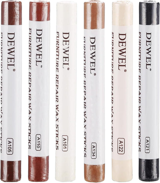 DEWEL Wood Furniture Repair Kit 40 Pcs, 12 Colors Wood Filler and Touch Up Markers, Wooden Putty and Polish Wax, Repair Scratch, Cracks, Hole, Stains for Hardwood Floor, Table, Laminate, Cabinet