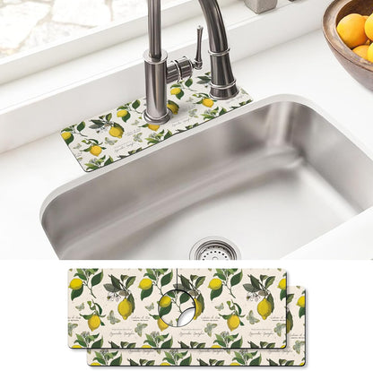 Sink Faucet Absorbing Mat, 2 Pack Drying Mat Around Faucet Sink Splash Guard Behind Faucet Sinkmat For Kitchen Bathroom Island Rv 24 * 5.5 Inch (60 * 14 cm)