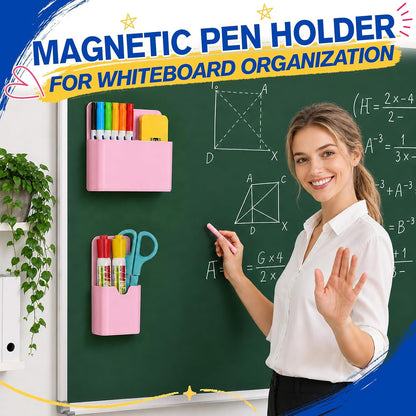 Magnetic Pen Holder, Magnetic Marker Holder, 4 Pack, White | Magnetic Cups for Dry Erase Markers, Pen Organizer for Whiteboard, Refrigerator, Locker, Cruise, Classroom, Office, School