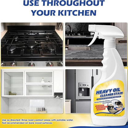 Heavy Oil Cleaner Stain, Multi-Purpose Cleane- 500ml Effective Multi-Purpose Cleaner, Heavy Oil Cleane with Spray Nozzle Spray & Towel for Kitchen, Household, Oven, Stove, Range Hood, Sink
