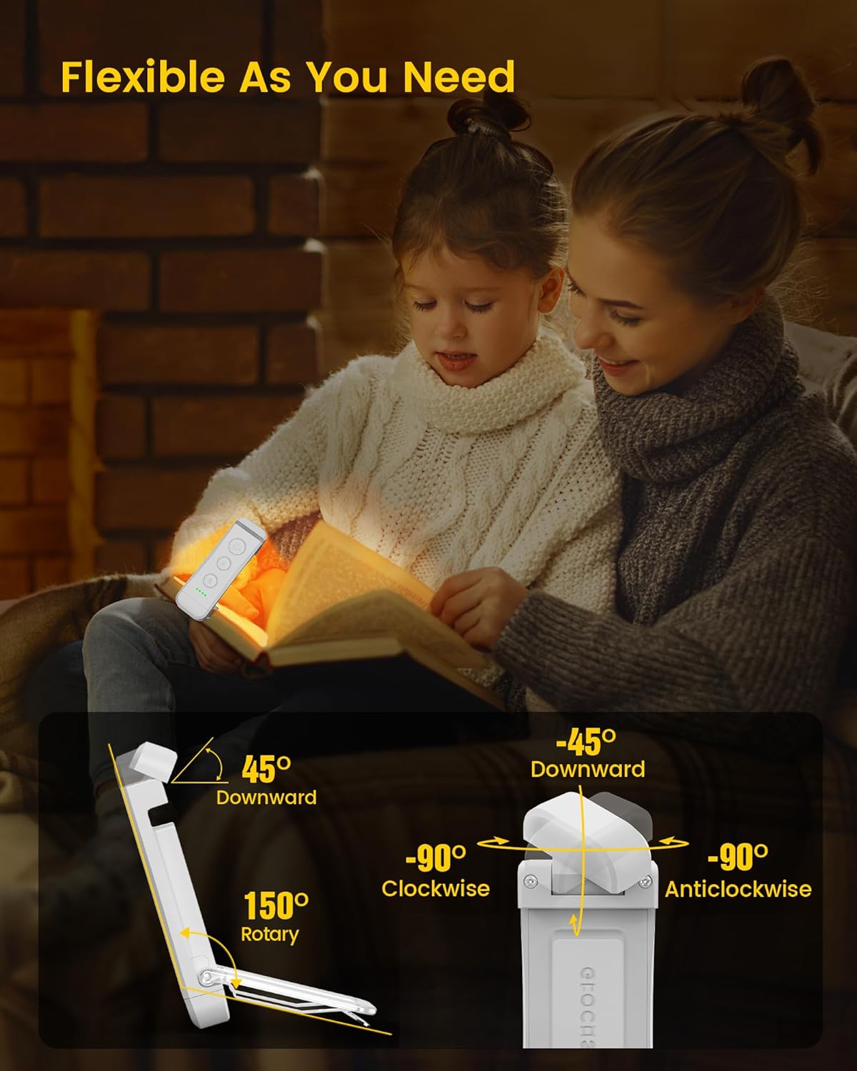 Glocusent USB Rechargeable Book Light for Reading in Bed, LED Reading Light