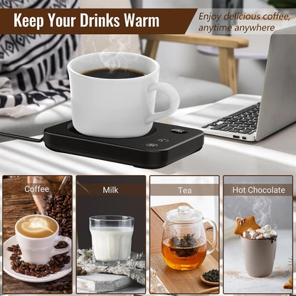 Mug Warmer, 3-Temp Setting Coffee Mug Warmer, Coffee Warmer with 2-12Hrs Auto Shut-Off, Mug Warmer for Desk Anti Scalding Silicone, Coffee Cup Warmer Digital Screen, Electric Coffee Warmer for Desk
