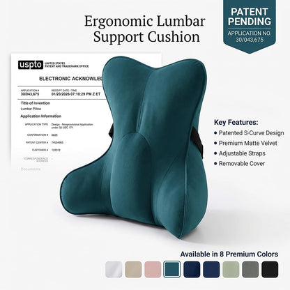 Lumbar Support Pillow(Pat. Pend) – Multi-Functional Ergonomic Back Cushion for Sofa Chair, Car Seat & Sofa, Reading Pillow with Firm Multi-Zone Support to Relieve Lower Back Pain, Misty White