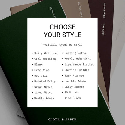 Cloth & Paper Travel Notebook | Daily Wellness Planner – Smoked Salt | Pocket Plus Wellness Planner 3.2" x 6" | Habit Tracker & Self Care Journal for Goals, Gratitude & Reflection – Soft Touch Cover