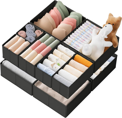 Drawer Organizer Clothes, 10 Pack Dresser Organizer for Baby Clothes, Underwear, Sock- Foldable Closet Organization and Storage Dividers Bins for Nursery, Bedroom (Beige)