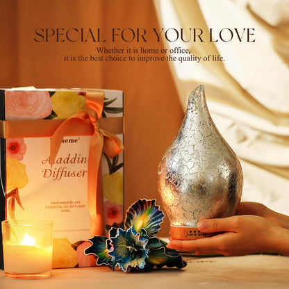 Porseme Oil Diffuser 3D Glass Aromatherapy Ultrasonic Humidifier, Air Refresh Auto Shut-Off, Timer Setting, BPA Free for Home Hotel Yoga Leisure SPA Gift 150ml Last 6H - Colors B