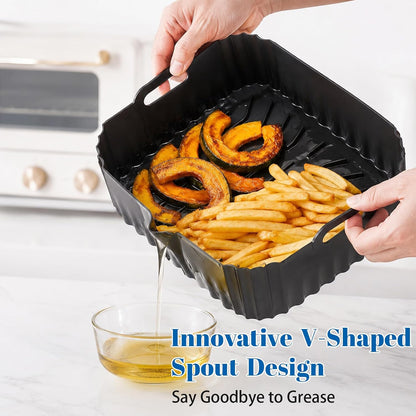 Silicone Air Fryer Liners for COSORI Iconic Stainless Steel 6.5 Qt 2 Pack | Square Reusable Non-Stick Basket Inserts for 6.5 QT Air Fryers, Dishwasher Safe, BPA-Free