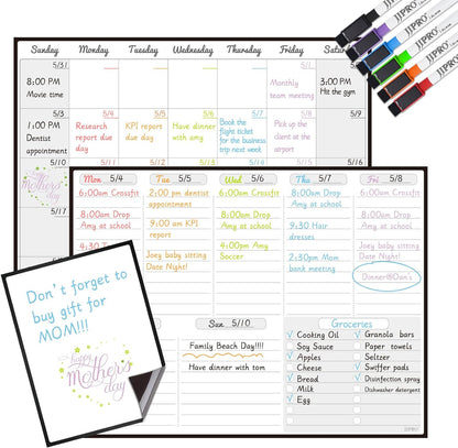 JJPRO Magnetic Dry Erase Chore Chart Set for Fridge-Used for Multiple Kids-One Chore Chart and Two Bonus Dry Erase Pad/Grocery Boards-Behavior Chart for Multiple Kids