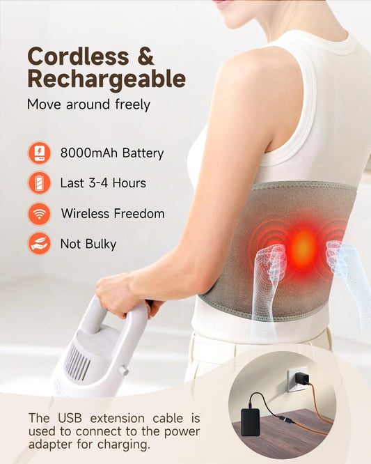Cordless Heating Pad with Massager for Lower Back with 3 Heat 3 Vibration