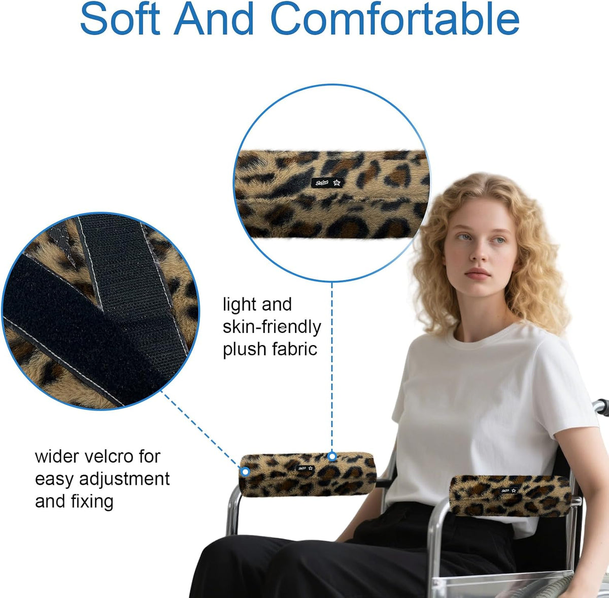 SPRING SEAON Wheelchair Armrest Pads Covers Fuzzy Desk Chair Arm Pads Soft