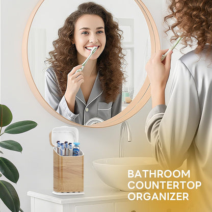 GFWARE Electric Toothbrush Holder with Cover, Ventilated & Drainage, Silver | Detachable 5 Slots Bathroom Organizer for Toothbrush & Toothpaste, Waterproof & Dustproof, Electric Toothbrushes Under 10 In