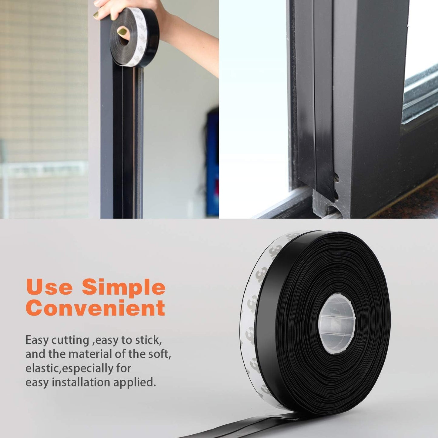 26 Feet Silicone Seal Strip,Door Weather Stripping Door Seal Strip Window Seal Silicone Sealing Tape for Door Draft Stopper Adhesive Tape (Transparent, 45mm)