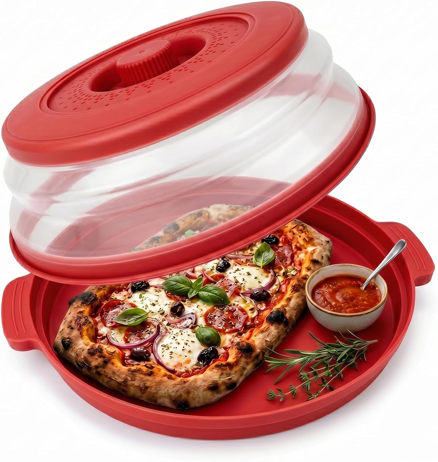 10 Inch Microwave Splatter Cover Vented for Food, Collapsible Splatter Guard with Handle, Anti-Splatter Plate Lid for Kitchen Fruit Vegetables, Dishwasher-Safe Easy Clean (black)