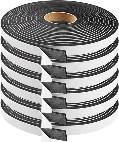 2 Rolls Foam Seal Tape for Door Window Insulation, Soundproof and Shockproof Foam Adhensive Strip, 3/8" Wx3/16 T Single Sided Foam Tape, Cold Air and Draft Closed Cell Seal Strip,Total 32FT