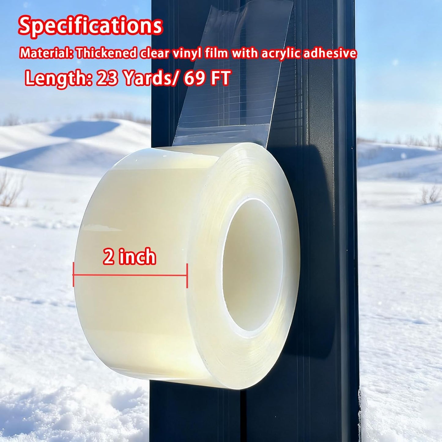 Window Sealing Tape, Window AC Insulation Tape, White 3 Inch x 65 FT | Waterproof Blocker for Cold Heat Air, Windproof, No Residue Strong adheisve