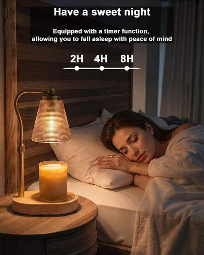 Candle Warmer Lamp with Timer, Dimmable, Adjustable Height, Oval | 2 bulbs included, no flame needed, 1-year warranty, farmhouse or modern decor, for bedroom, kitchen, living room, gifting