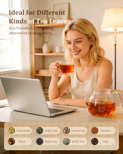 House Again Tea Infusers, Extra Fine Mesh Tea Strainers for Loose Tea, Updated Slim Threaded Lid & 304 Stainless Steel, Filter Bags Diffusers, Loose Leaf Tea Steeper for Brew Tea Spices & Seasonings