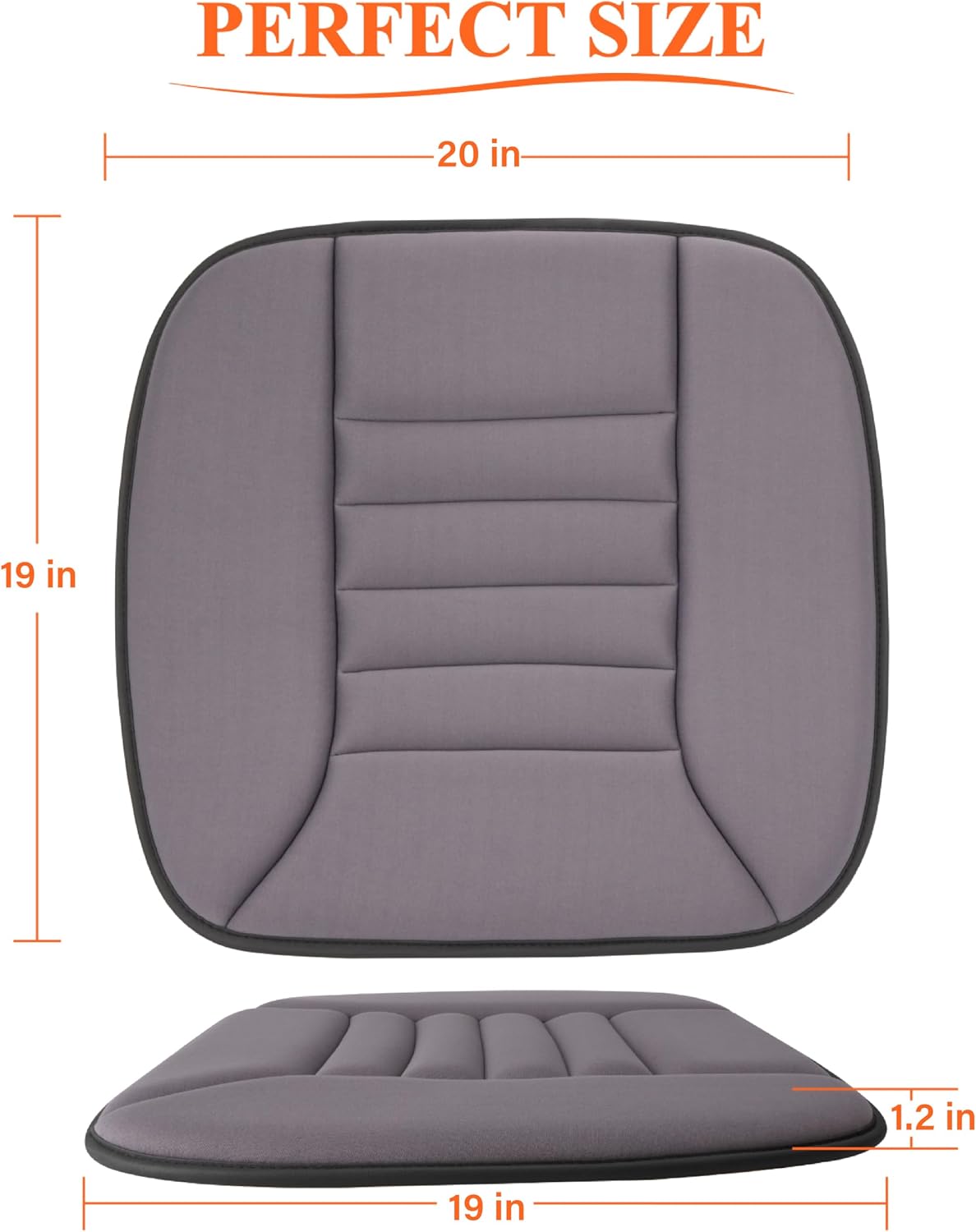 kingphenix Memory Foam Car Seat Cushion for Driver and Office Chair Comfort | 1.2-Inch-Thick Memory Foam Seat Pad, Soft, Breathable Fabric, Non-Slip Silicone Bottom for Long Drives and Office Use, Black