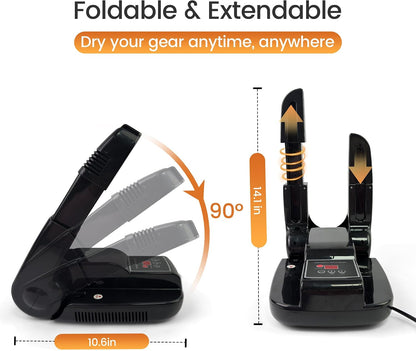 Boots and Shoes Dryer, Glove Dryer & Boot Warmer with Heat Blower, Portable Adjustable Rack and Timer, Folding Design & Quick Drying for Shoes, Gloves, Hats, Socks, Ski Boots