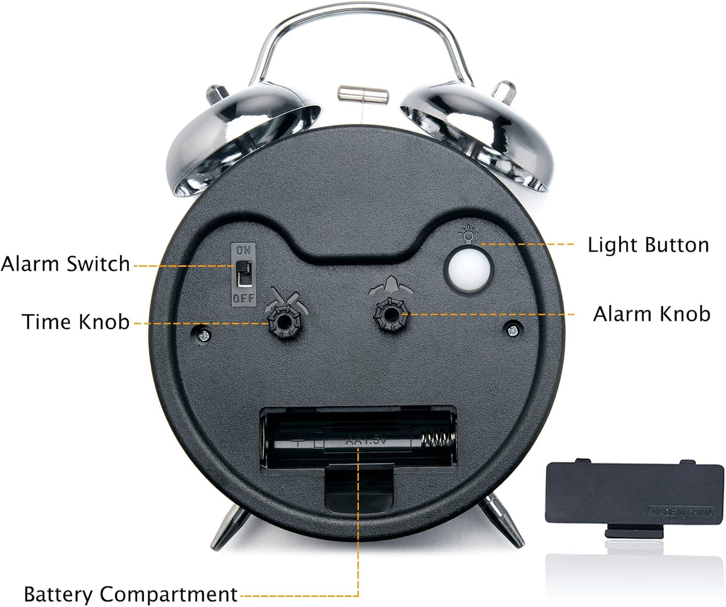 Peakeep Loud Alarm Clock for Heavy Sleepers Adults, Metal 4.5 Inches | Twin Bell Battery Operated Analog Alarm Clocks for Bedrooms Kids' Room Decoration (Jewel Blue)