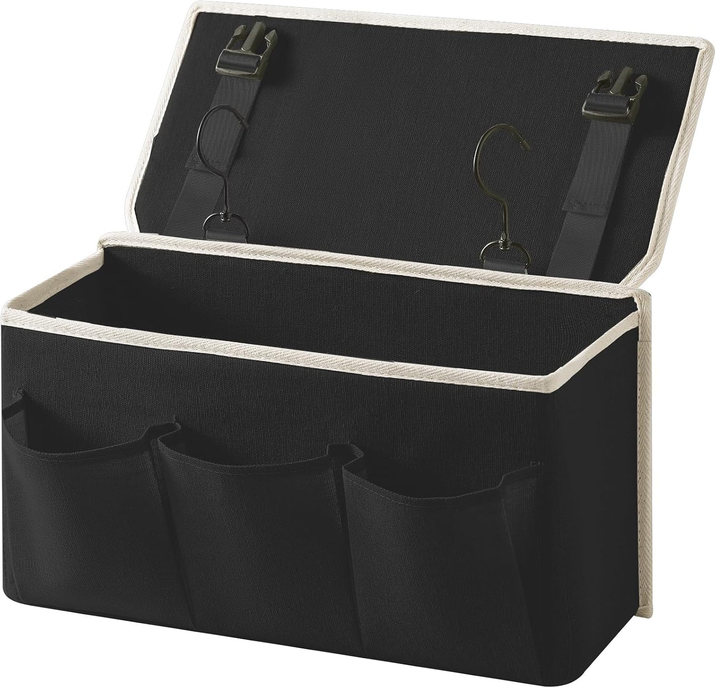Bedside Caddy/Bedside Storage Organizer Hanging Bag with Three Options,Suitable for home beds, sofas, and dormitory beds—can hold magazines, books, phones, iPads, remote controls. (Gray)
