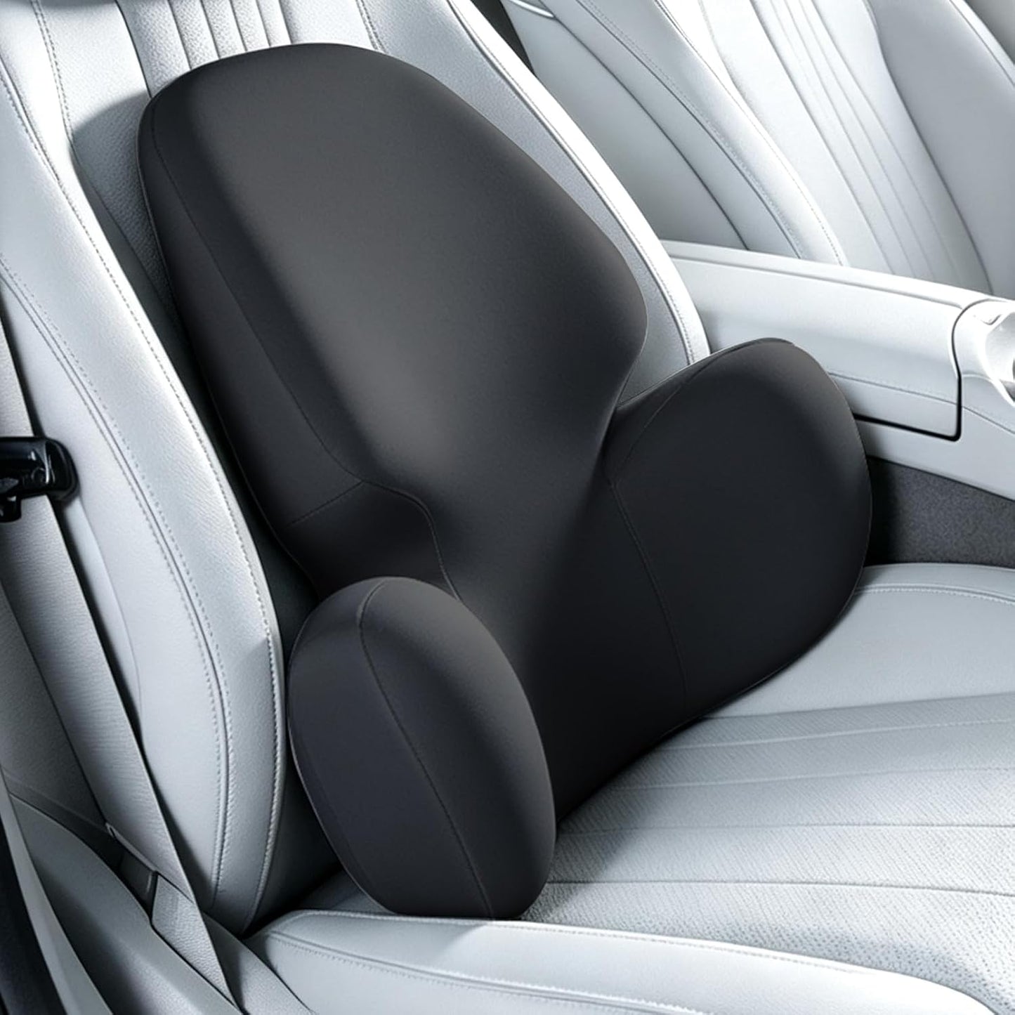 BEBAS Lumbar Support Pillow for Car, Memory Foam Back Cushion for Driving | Ergonomic Wing Wrapping, Back Pain Relief, Breathable Removable Cover, Softness, Universal Fit Car Seat, Office Chair