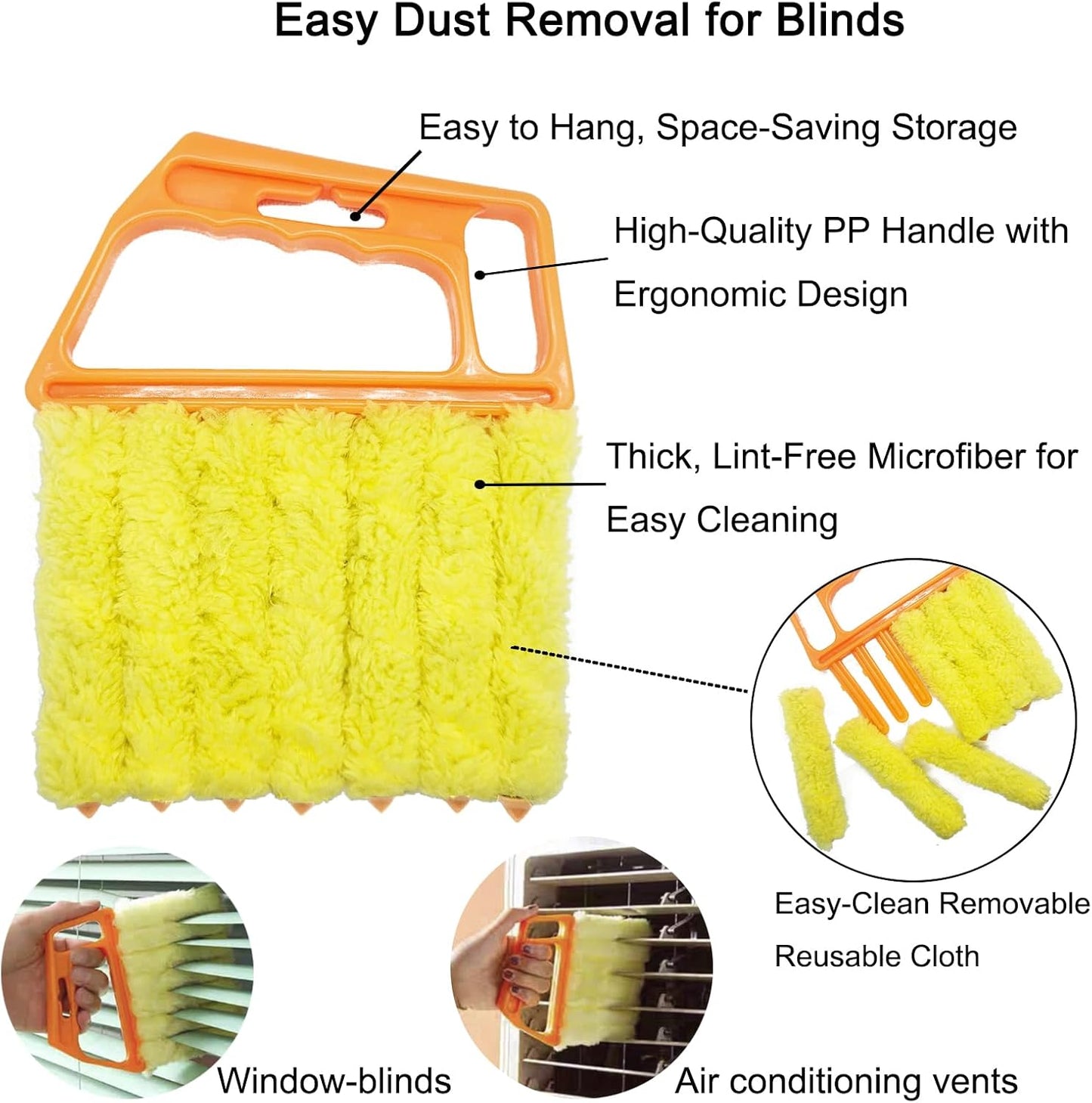 5Pcs Window Blind Cleaning Set, Washable dust Removal Cleaning Tools, air Vent Cleaning Brush, Track Cleaning Brush, dust Removal Cleaning Tools for Blinds, air conditioners, Track, and Fans