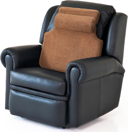 Colingmill Sherpa Fleece Lumbar Support Pillow with Headrest Recliner Memory Foam Lumbar Pillow Back Cushion for Chair Plush Cushion Thick Pad for Back Pain Car Sofa Chair Headrest Office Home