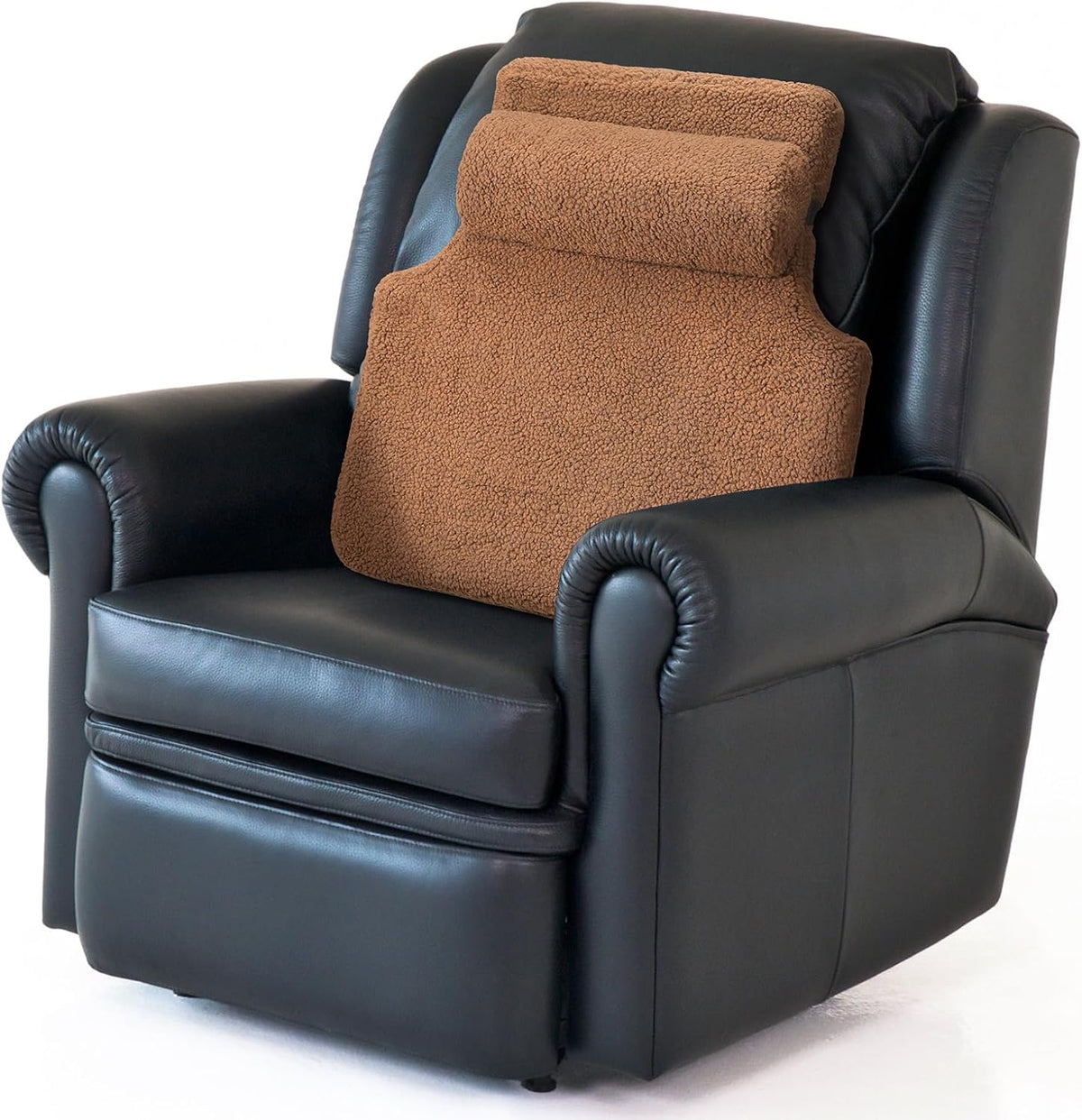 Colingmill Sherpa Fleece Lumbar Pillow with Headrest Memory Foam Back