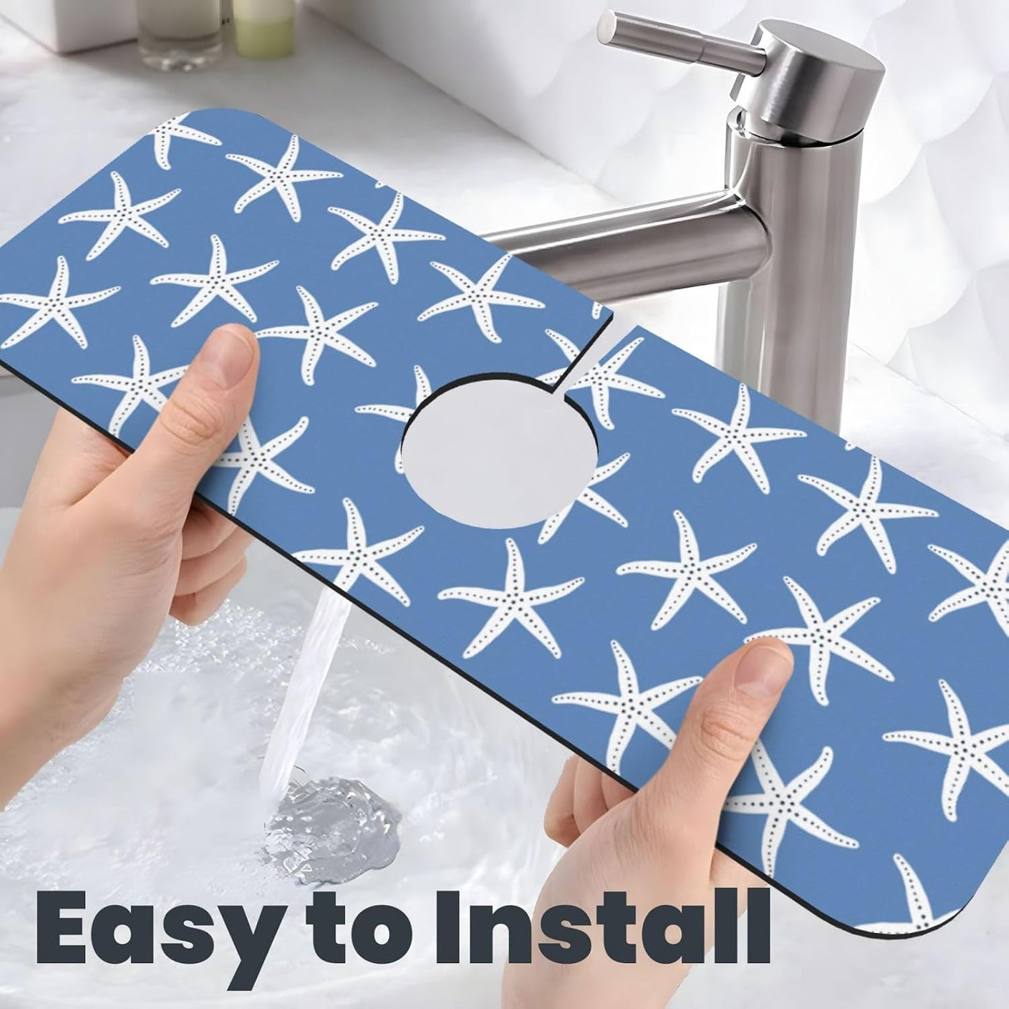 Wildflowers Floral Flower Kitchen Sink Splash Guard Faucet Mat Super Absorbent Fast Drying Mat Sink Gadgets-Fast Drying Pad Sink Mat For Kitchen Bathroom (15" X 5.5" )