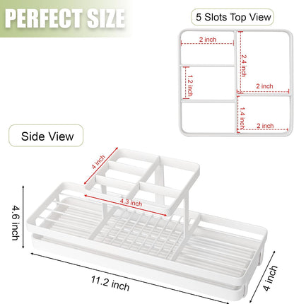 Toothbrush Holders Toothpaste Organizer Bathroom Accessories, Matte Black | Carbon Steel, 4 Slots, Removable Drip Tray, Easy to Clean, Electric Toothbrush Storage, for Countertop, Shower, Sink