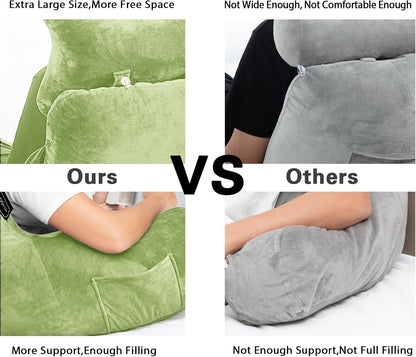 SLIGUY Reading Pillow-Bed Rest Pillow with Detachable Neck Roll & Support Arm for Sitting in Bed Couch or Floor-Backrest Reading Pillow Adult Back Pillow for Reading/Watching TV/Gaming,Dark Grey