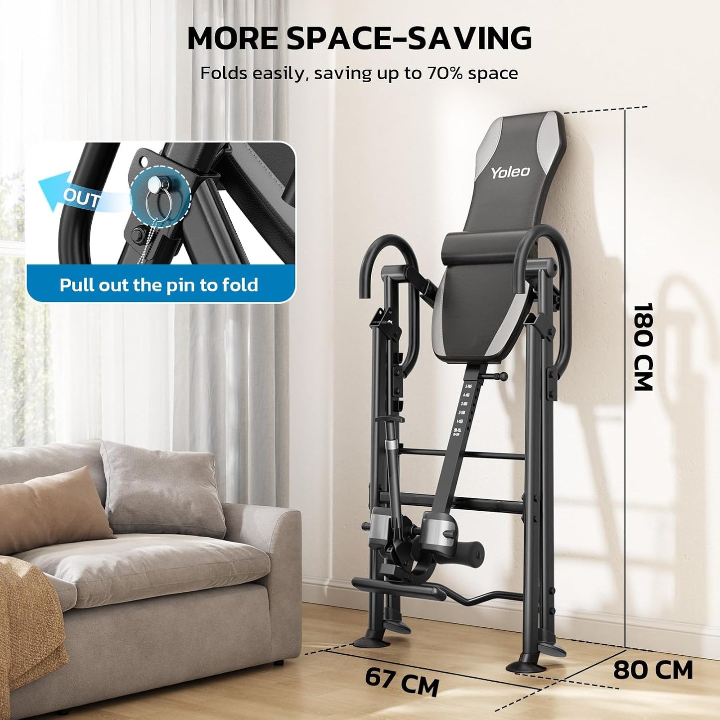 YOLEO Gravity Inversion Table for Back Pain Relief 2026 New Inversion Table w/Lumbar Support Easy to Assemble Back Stretcher Machine 300 lbs