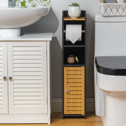 AOJEZOR Toilet Paper Holder Stand: Small Space Bathroom Storage for Renters