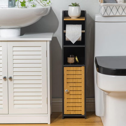 AOJEZOR Toilet Paper Holder Stand: Small Space Bathroom Storage for Renters