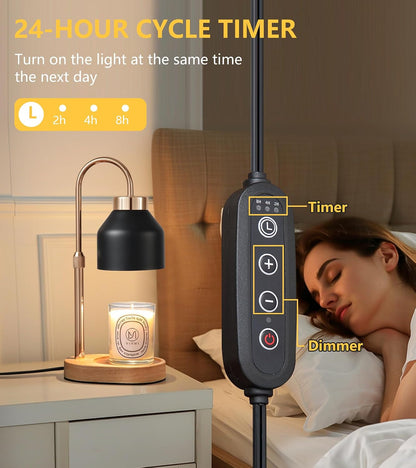 Candle Warmer Lamp with Timer and Dimmer,Electric Gold Light Gifts for Women Melt Wax Warmer Lamp with 2 Bulbs for Candle Jars House Warming New Home Decor Bedroom