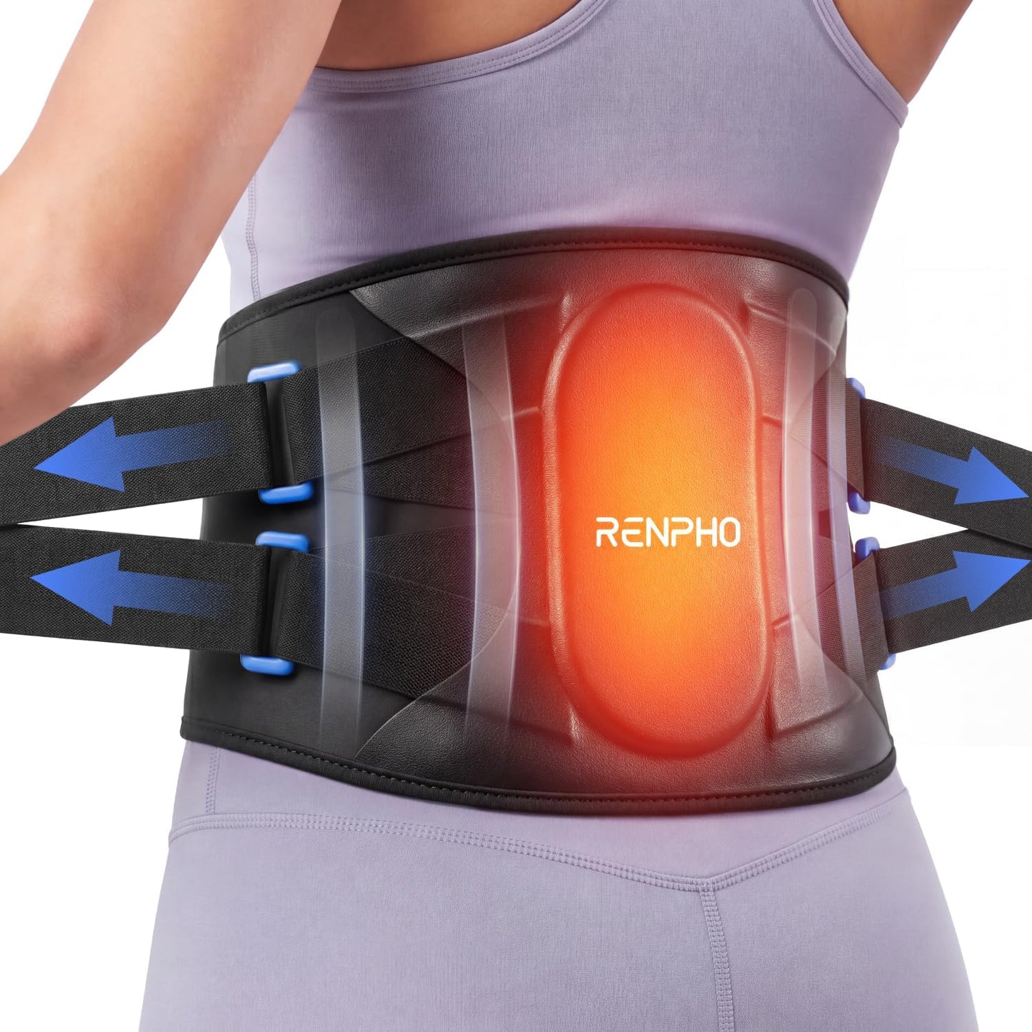 RENPHO Heating Pad for Lower Back, Portable Cordless Brace, Wearable Belt | 5 Heat Levels, 3 Vibration Levels, Heating Pad with Massager, Detachable Support, FSA Eligible HSA, Gift for Men & Women