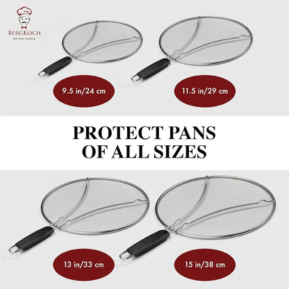 Splatter Screen for Frying Pan - 15 Inch Stainless Steel Grease Splatter Guard - Cover Oil Splash when Sizzling Bacon, Cooking Fried Chicken or Popcorn