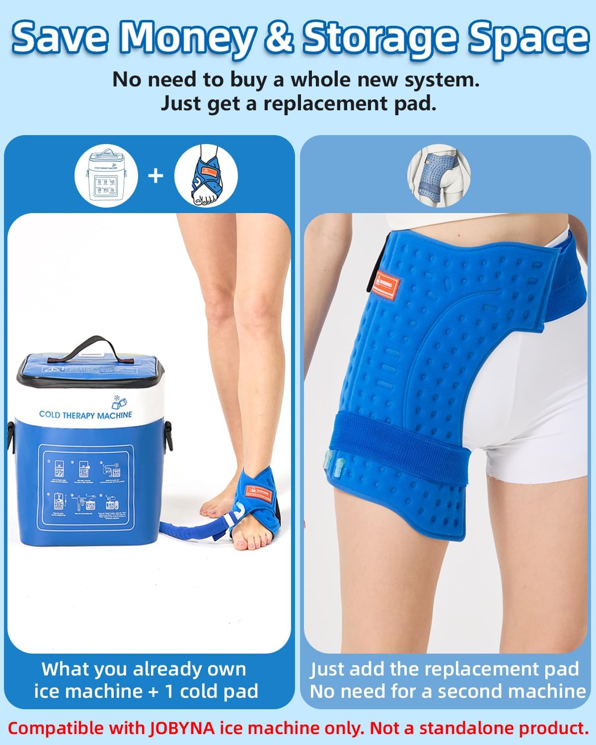JOBYNA Leakproof Cold Therapy Knee Pad – Compatible Exclusively Ice Therapy Machine, Continuous Circulating Ice Knee Wrap for Post-Surgery Recovery, ACL, Meniscus Tear – No Gel Replacement Pad