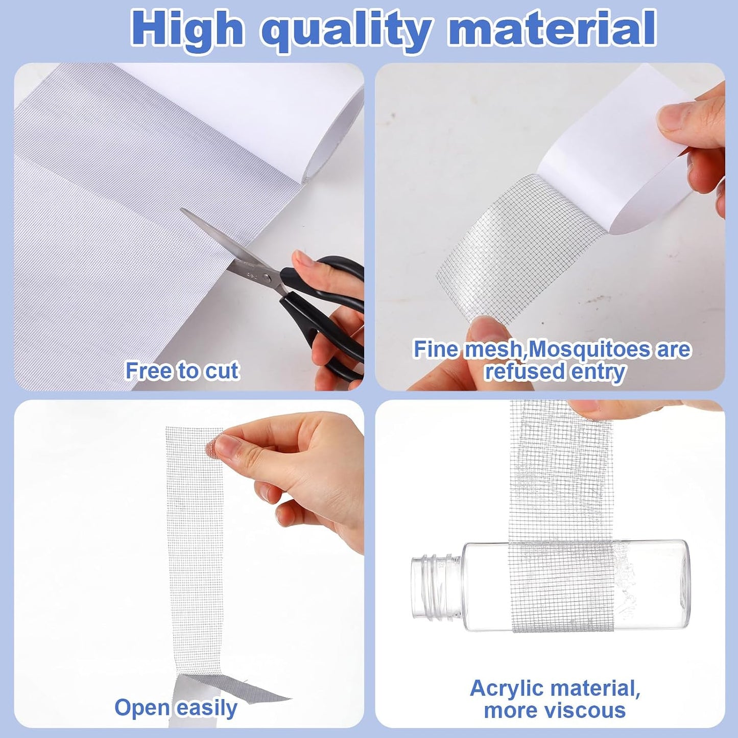 CroBlissful 5 Inch X 20 ft Extra Wide Window Screen Tape Mesh Repair, Gray | Strong Adhesive, Waterproof Fiberglass, Screen Repair Kit Patch, for Window Door Tears Holes