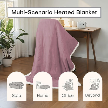 Electric Heated Blanket Full Size 72"x84" – Light Gray | ETL for Safe Overnight, 4 Heat Settings & 10H Auto Off, Dual-Sided Microplush Sherpa for Home Night, Machine washable