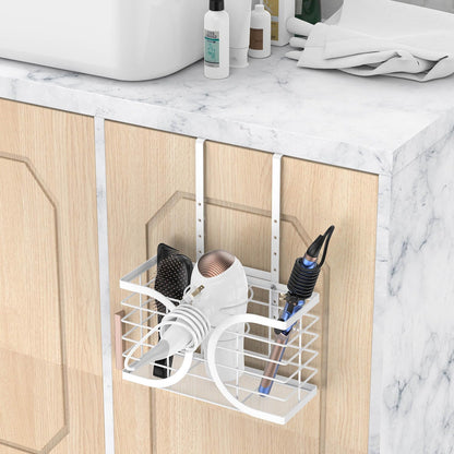 Hair Dryer Holder 3 in 1 Hair Tool Organizer - Blow Dryer Holder | Djustable Height Wall Mounted/Cabinet Door Bathroom Organizer Under Sink for Hair Dryer, Flat Irons, Curling Wands