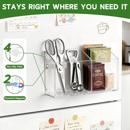 MR.MATE Magnetic Pen Holder,Clear Magnetic Marker Cup for Fridge Whiteboard | Dry Erase Marker Pencil Holder with Acrylic Cup and Strong Magnet, Non-slip Design For Refrigerator Locker Office & Classroom
