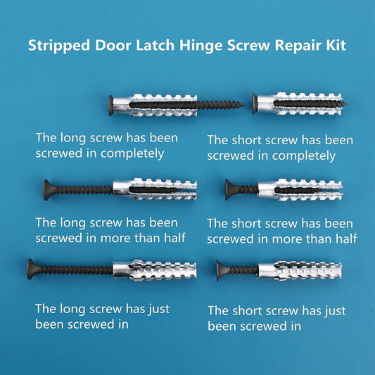 Screw Door Security Hardware Reinforcement Jamb Repair Kit - Terrific Solution for Stripped Door Hinge, Damaged Screw Repair (Black)