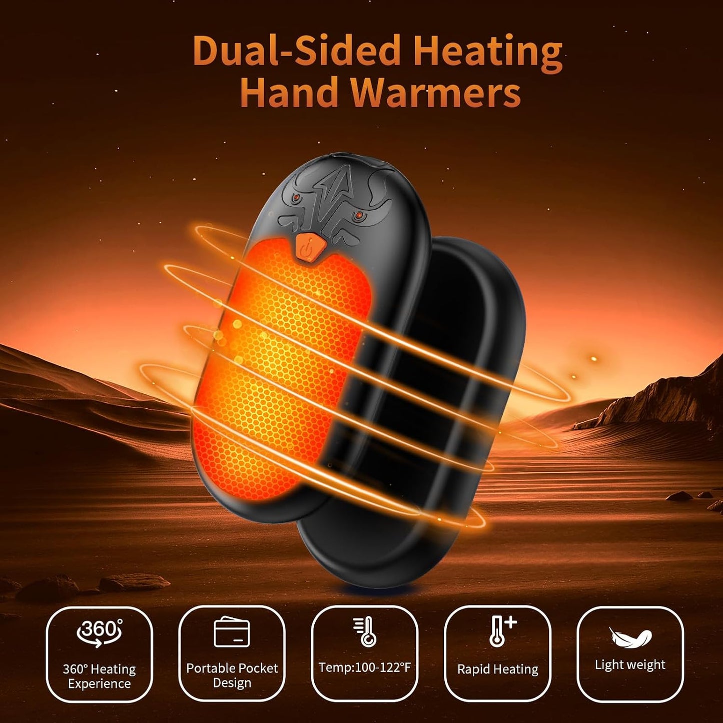 Hand Warmers Rechargeable 2 Pack, Electric Hand Warmer, 24Hrs Long Lasting Magnetic Reusable Hand Warmers with 3 Heat Settings, Portable Pocket Heater, for Men, Women, Camping, Hunting, Golf, Ski