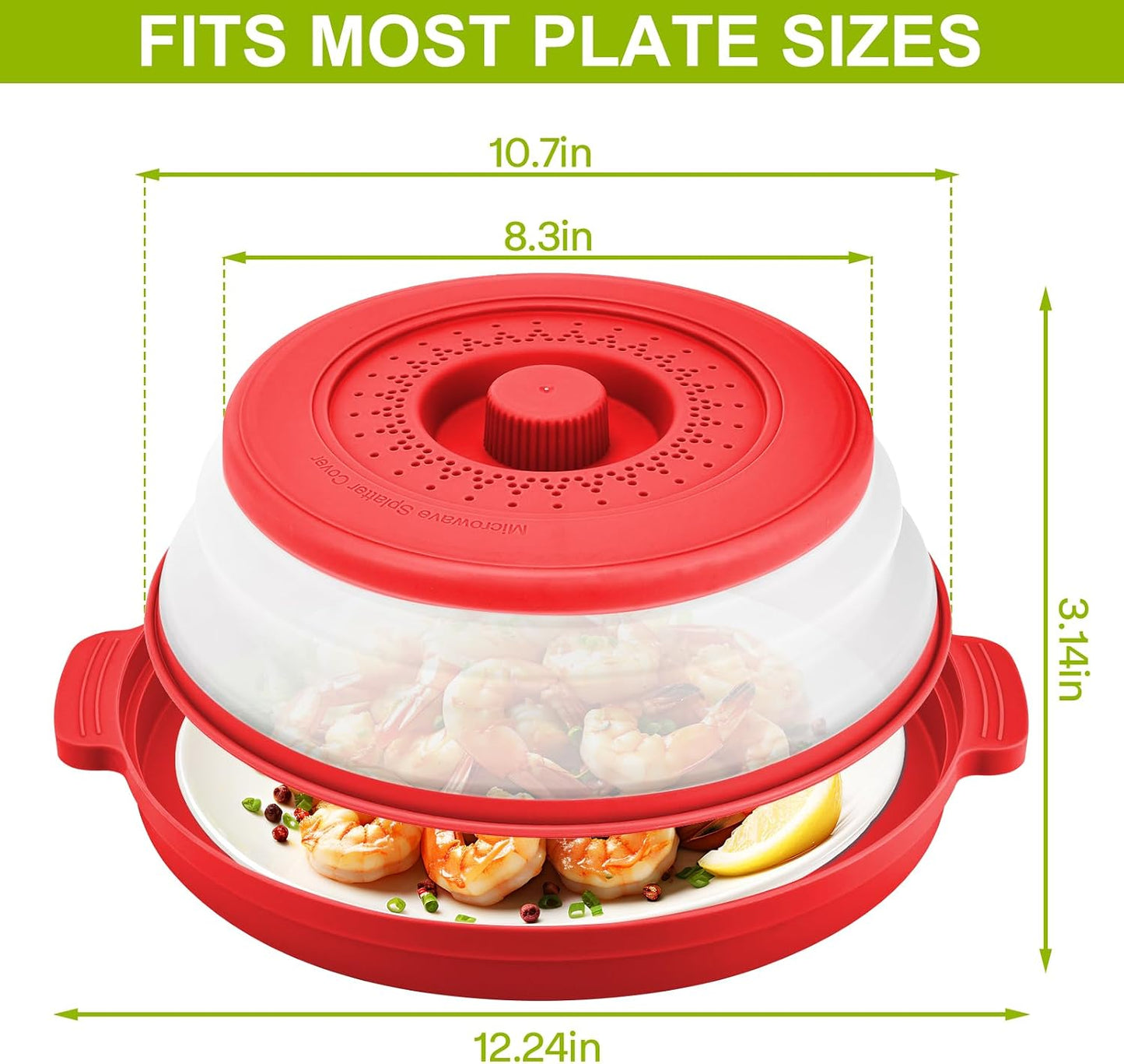 2 Pack Microwave Splatter Cover & Anti-scald Plate,Collapsible Plastic & Silicone Microwave Cover for Food with Vented,Kitchen Dish Guard Cover for Meal Prep,Home Apartment Essential