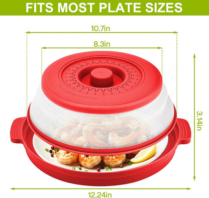 2 Pack Microwave Splatter Cover & Anti-scald Plate,Collapsible Plastic & Silicone Microwave Cover for Food with Vented,Kitchen Dish Guard Cover for Meal Prep,Home Apartment Essential