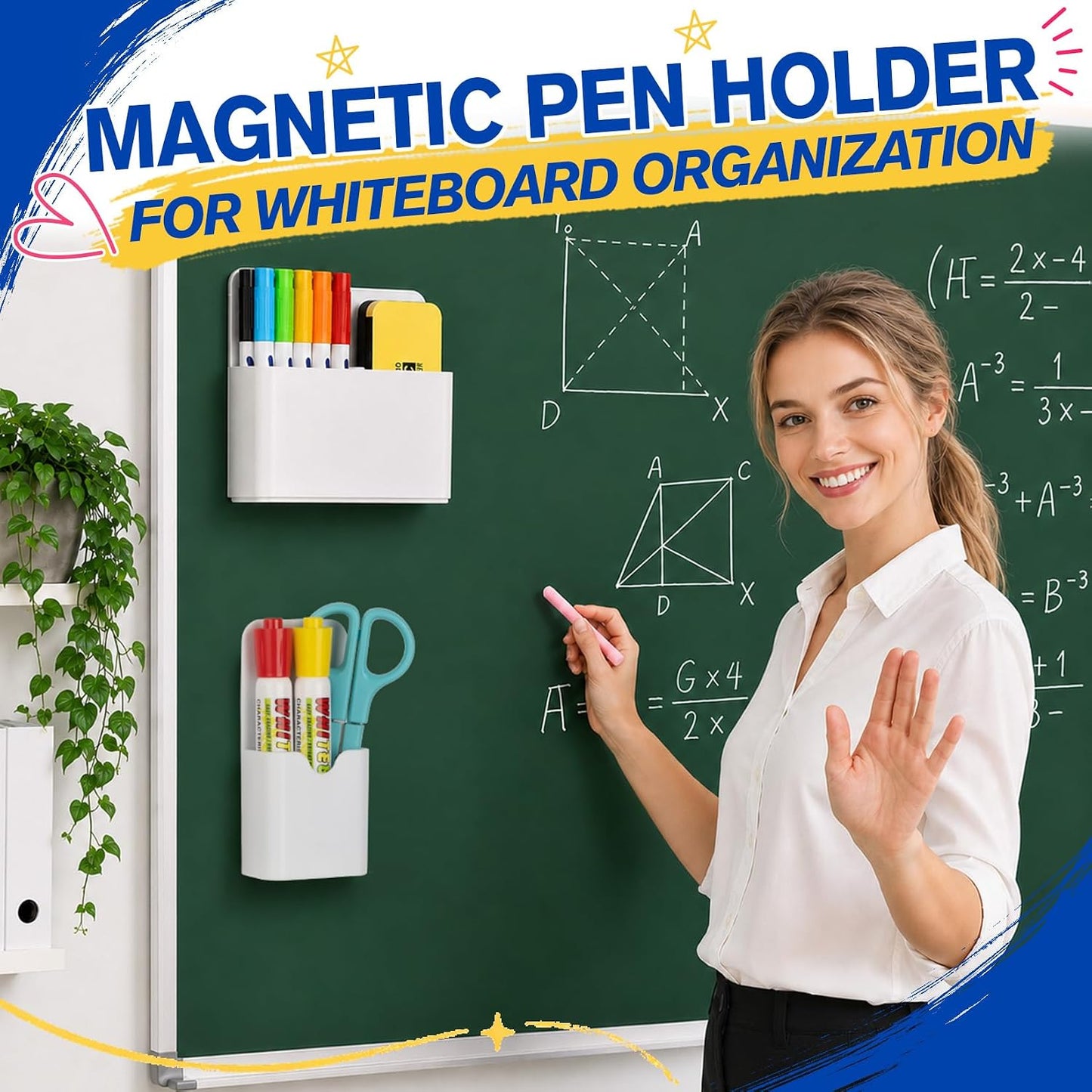 Magnetic Pen Holder, Magnetic Marker Holder, 4 Pack, White | Magnetic Cups for Dry Erase Markers, Pen Organizer for Whiteboard, Refrigerator, Locker, Cruise, Classroom, Office, School